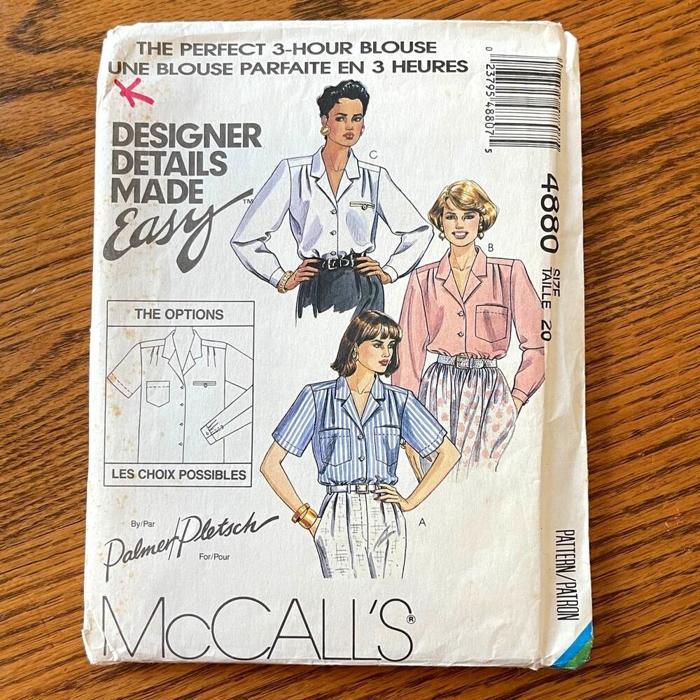 Vintage 1990s McCalls 4880 Sewing Pattern Size Lg EASY 3 Hour Top Set COMPLETE